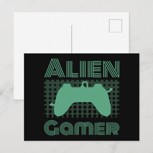 Alien Gamer Briefkaart (Voorkant / Achterkant)