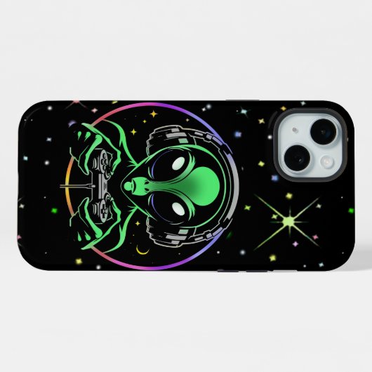 Alien Gamer met Sterren iPhone Hoesje (Achterkant horizontaal)