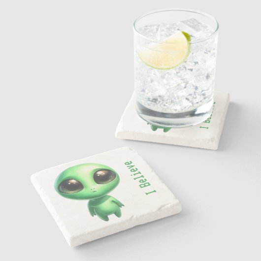 Alien – geloof ik stenen onderzetter (Zijkant)