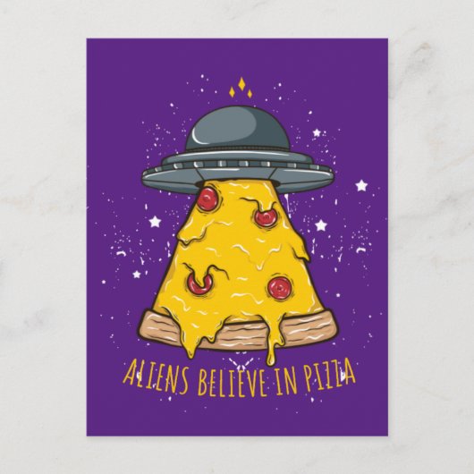 Alien gelooft in Pizza Briefkaart (Voorkant)