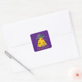Alien gelooft in Pizza Vierkante Sticker (Envelop)