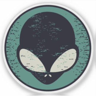 Alien Gezicht Groene Alien Martian Hoofd Sticker
