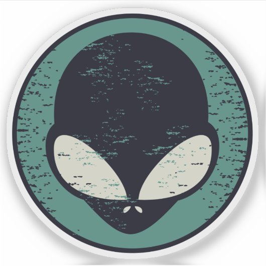 Alien Gezicht Groene Alien Martian Hoofd Sticker (Voorkant)