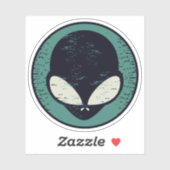 Alien Gezicht Groene Alien Martian Hoofd Sticker (Vel)