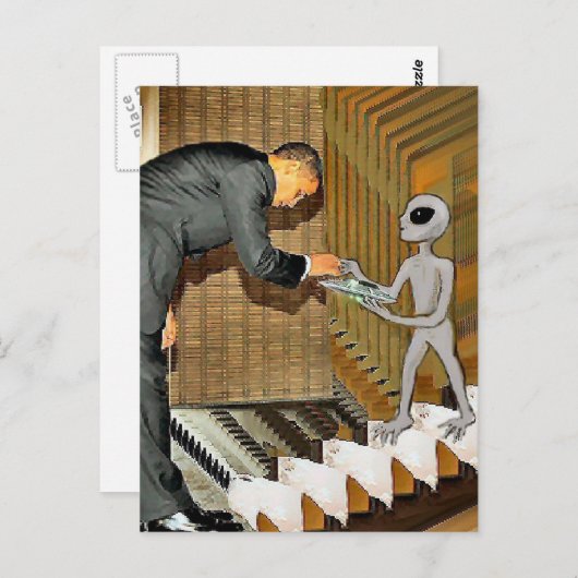 Alien Gift aan Obama Briefkaart (Voorkant / Achterkant)