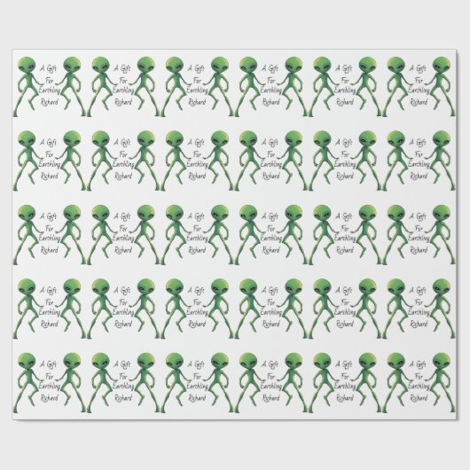 Alien Gift Wrap. Personaliseer met de naam van de  Cadeaupapier (Vlak)