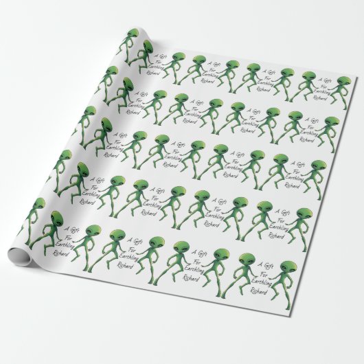 Alien Gift Wrap. Personaliseer met de naam van de  Cadeaupapier (Uitgerold)