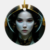 Alien Girl 2 Science Fiction Keramisch Ornament (Achterkant)