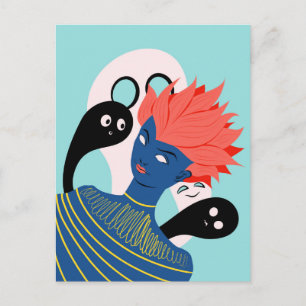 Alien Girl met spoky geesten Imaginaire vrienden Briefkaart