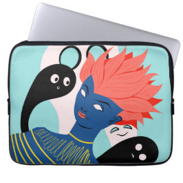 Alien Girl met spoky geesten Imaginaire vrienden Laptop Sleeve