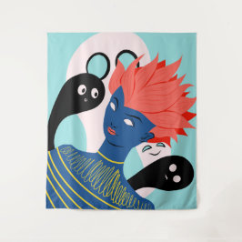 Alien Girl met spoky geesten Imaginaire vrienden Wandkleed