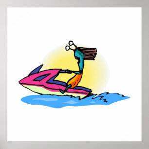 Alien Girl op JetSki Poster