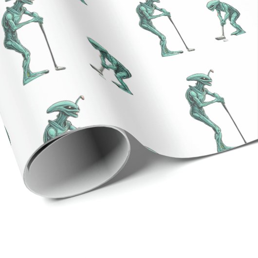 Alien Golf Wrapping Paper Cadeaupapier (Rol Hoek)