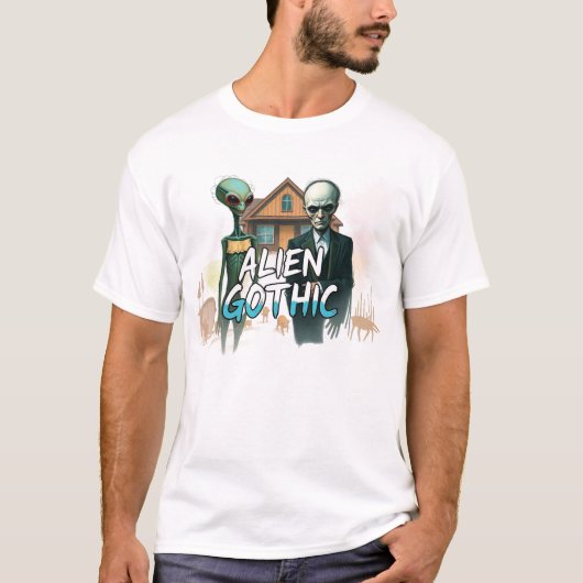 Alien Gothic T-shirt – Retro Sci-Fi Style (Voorkant)