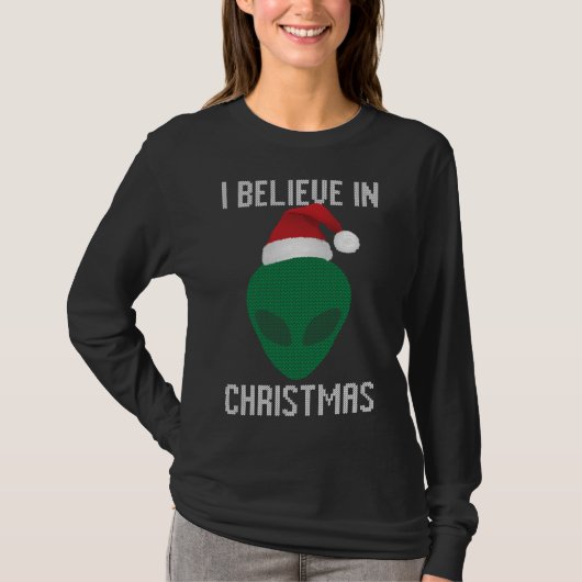 Alien Grappig Lelijk Kerst Sweater Party T-shirt (Voorkant)