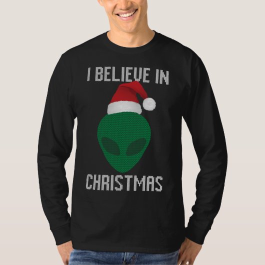 Alien Grappig Lelijk Kerst Sweater Party T-shirt (Voorkant)