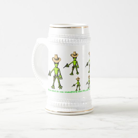 Alien grappige mok bier (Voorkant links)