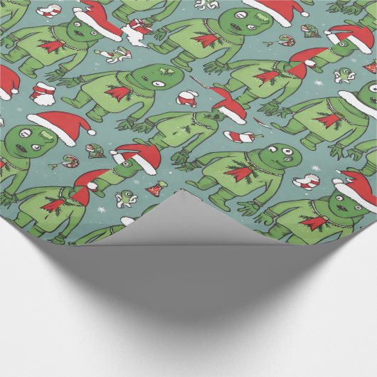 Alien grappige vakantie cadeau kerst inpakpapier (Hoek)