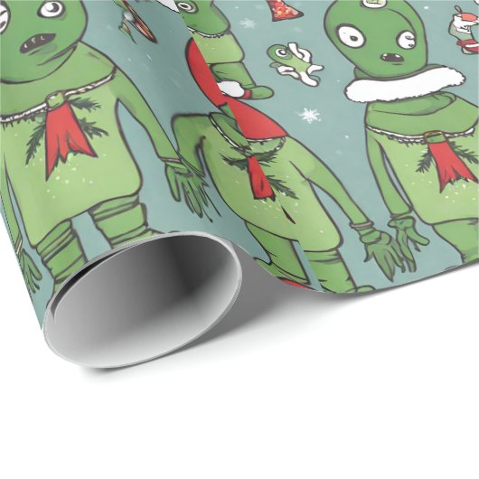 Alien grappige vakantie cadeau kerst inpakpapier (Rol Hoek)