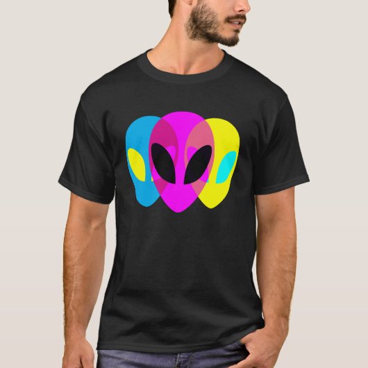Alien Gray CMYK Tryptisch T-shirt (Voorkant)