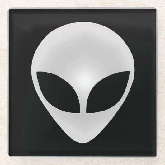 Alien Gray Head Glazen Onderzetter (Voorkant)