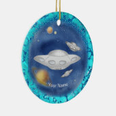 Alien Gray Ruimteschip aangepaste naam Ornament (Rechts)