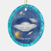 Alien Gray Ruimteschip aangepaste naam Ornament (Links)