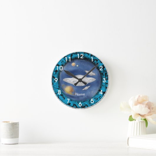 Alien Gray Spaceship Clock Ronde Klok (Huis)