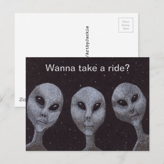 Alien Grays Briefkaart (Voorkant / Achterkant)