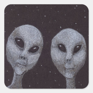 Alien Grays Vierkante Sticker
