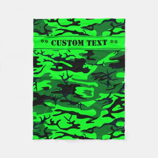 Alien Green Camo met aangepaste tekst Fleece Deken (Voorkant)