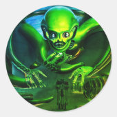 Alien Green Classic Round Sticker (Voorkant)