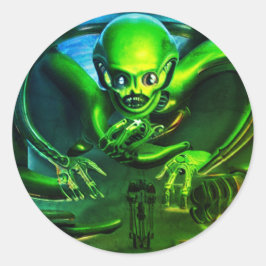 Alien Green Classic Round Sticker