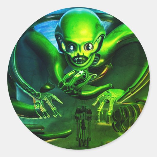 Alien Green Classic Round Sticker (Voorkant)
