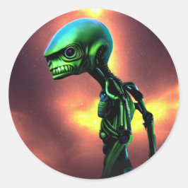 Alien Green Classic Round Sticker