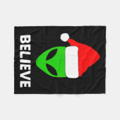 Alien Green Face Christmas Santa Hat Believe  Fleece Deken (Voorkant (Horizontaal))