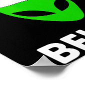 Alien Green Face Christmas Santa Hat Believe  Poster (Hoek)