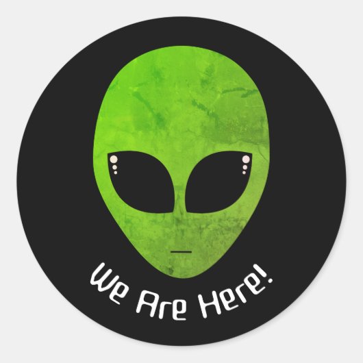 Alien Green Head dat we hier zijn Ronde Sticker (Voorkant)