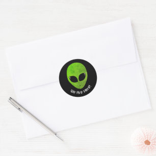 Alien Green Head dat we hier zijn Ronde Sticker