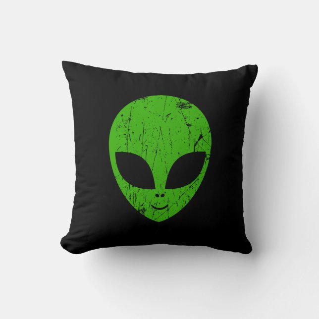 alien green head ufo science fiction extraterrestr kussen (Voorkant)