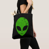 alien green head ufo science fiction extraterrestr tote bag (Dichtbij)