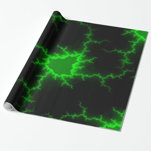 Alien Green Lightning Strikes in Pitch Black Cadeaupapier (Uitgerold)