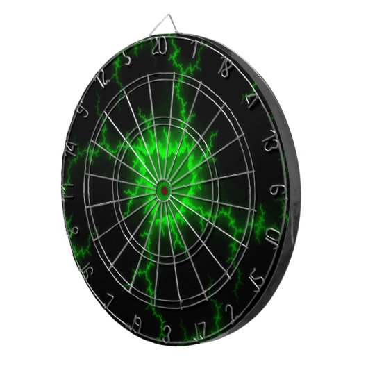 Alien Green Lightning Strikes in Pitch Black Dartbord (Voorkant Rechts)