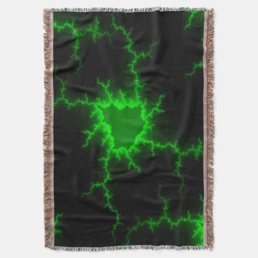 Alien Green Lightning Strikes in Pitch Black Deken (Voorkant Verticaal)