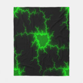 Alien Green Lightning Strikes in Pitch Black Fleece Deken (Voorkant)
