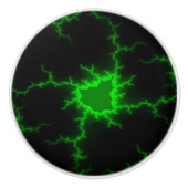 Alien Green Lightning Strikes in Pitch Black Keramische Knop (Voorkant)