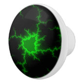 Alien Green Lightning Strikes in Pitch Black Keramische Knop (Rechts)