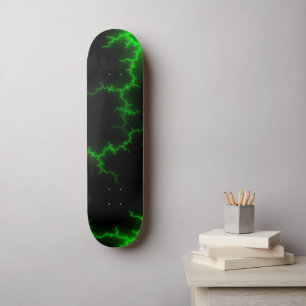 Alien Green Lightning Strikes in Pitch Black Persoonlijk Skateboard
