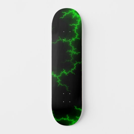 Alien Green Lightning Strikes in Pitch Black Persoonlijk Skateboard (Voorkant)
