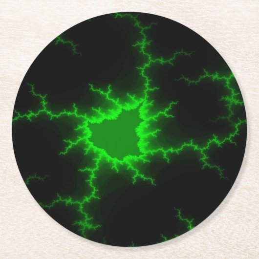 Alien Green Lightning Strikes in Pitch Black Ronde Kartonnen Onderzetter (Voorkant)